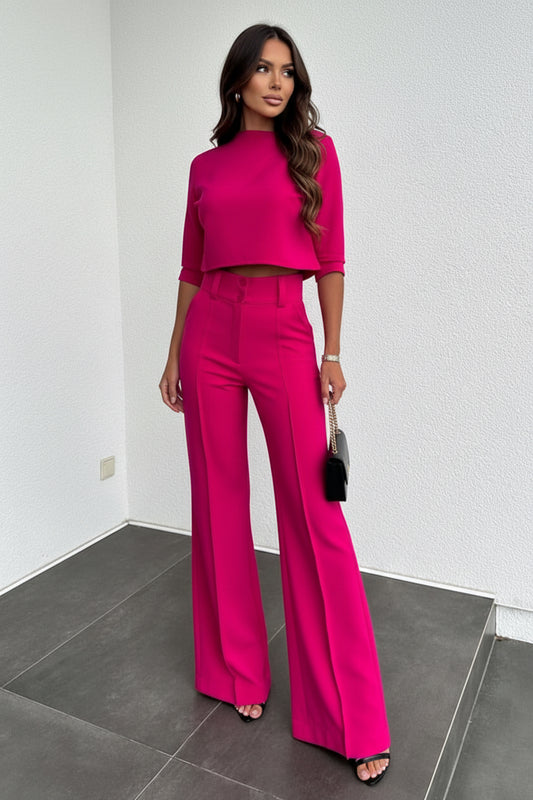 Classy Adore Two-Piece Set - Wide Leg Pants & Top