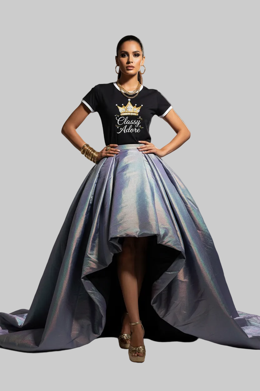 Classy Adore “Bold Crown” Crop Ringer Tee