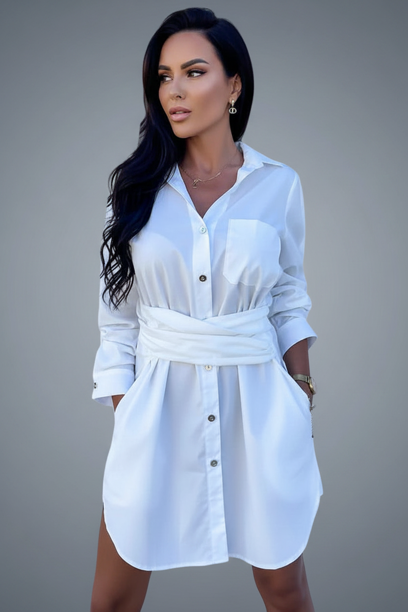 Classy Adore Rolled Sleeve Shirt Dress