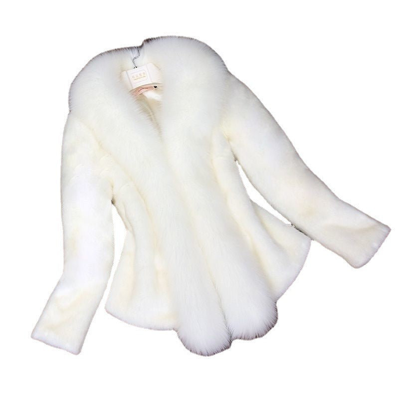 Fashion and Simple Women'S Short Long-Sleeved Fur Coat