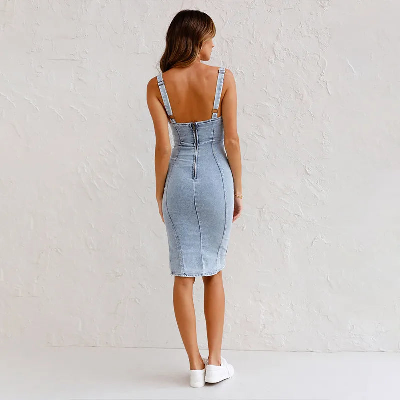 DenimMuse™ Y2K Bodycon Tank Dress – Bold, Sexy, and Effortlessly Cool