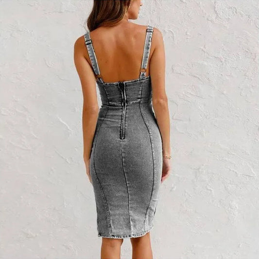DenimMuse™ Y2K Bodycon Tank Dress – Bold, Sexy, and Effortlessly Cool