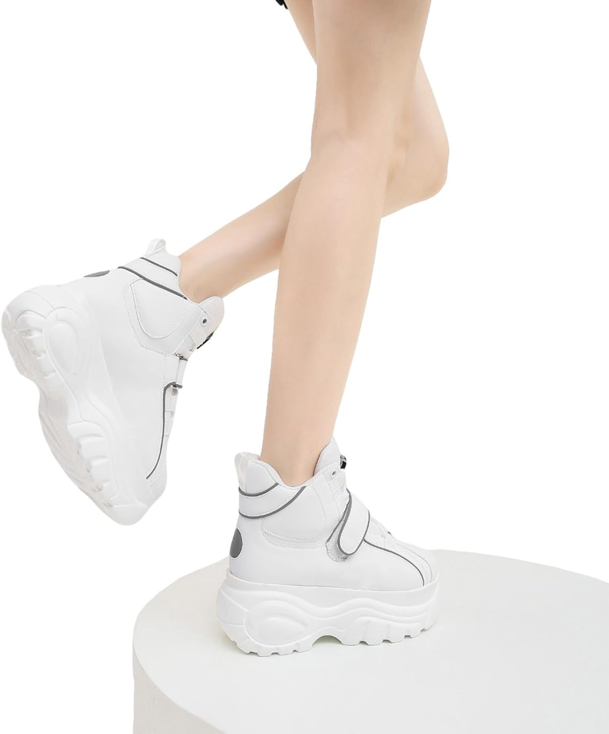 Women'S Goth Punk High/Low Top Platform Chunky Sneakers Lace up Wedgel Heel Dad Shoes