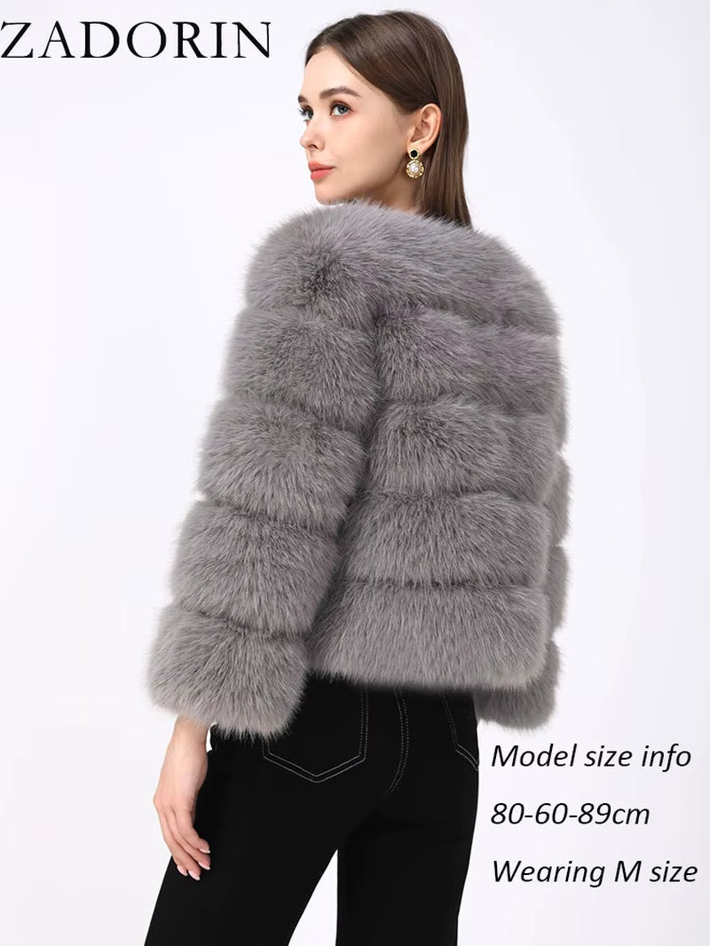 S-6XL Mink Coat Winter Black White Faux Fur Coat Woman Elegant Fluffy Faux Fur Jacket Top Short Fur Coats Woman Clothing
