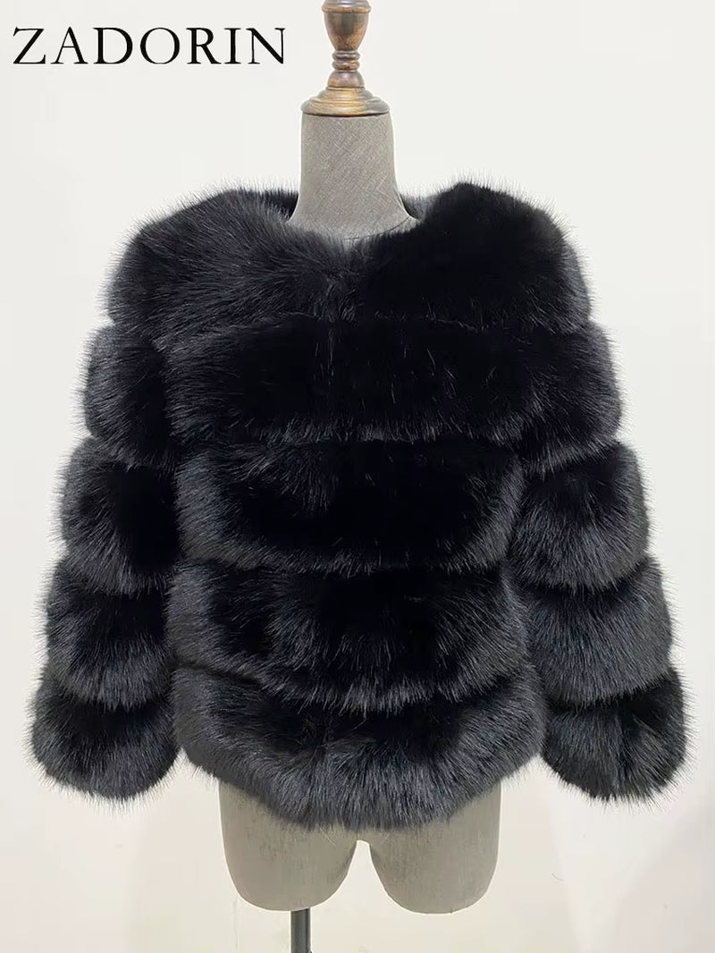 S-6XL Mink Coat Winter Black White Faux Fur Coat Woman Elegant Fluffy Faux Fur Jacket Top Short Fur Coats Woman Clothing