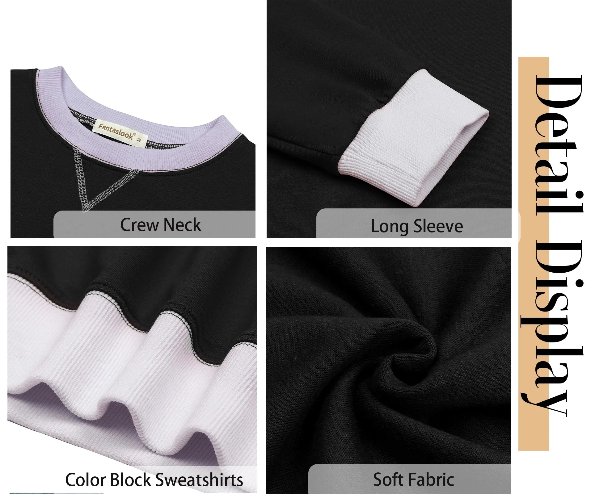 Color Block Sweatshirts for Women Crewneck Long Sleeve Oversized Pullover Tops Casual Fall Outfits