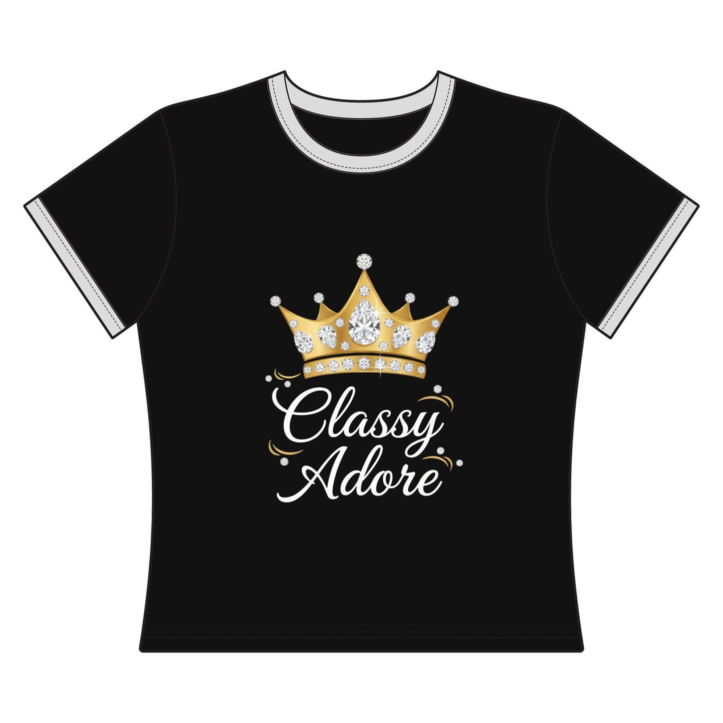 Classy Adore “Bold Crown” Crop Ringer Tee