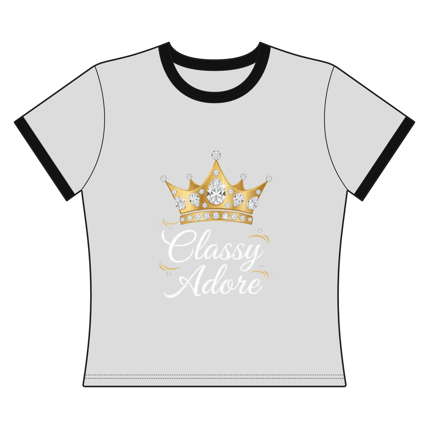 Classy Adore “Bold Crown” Crop Ringer Tee