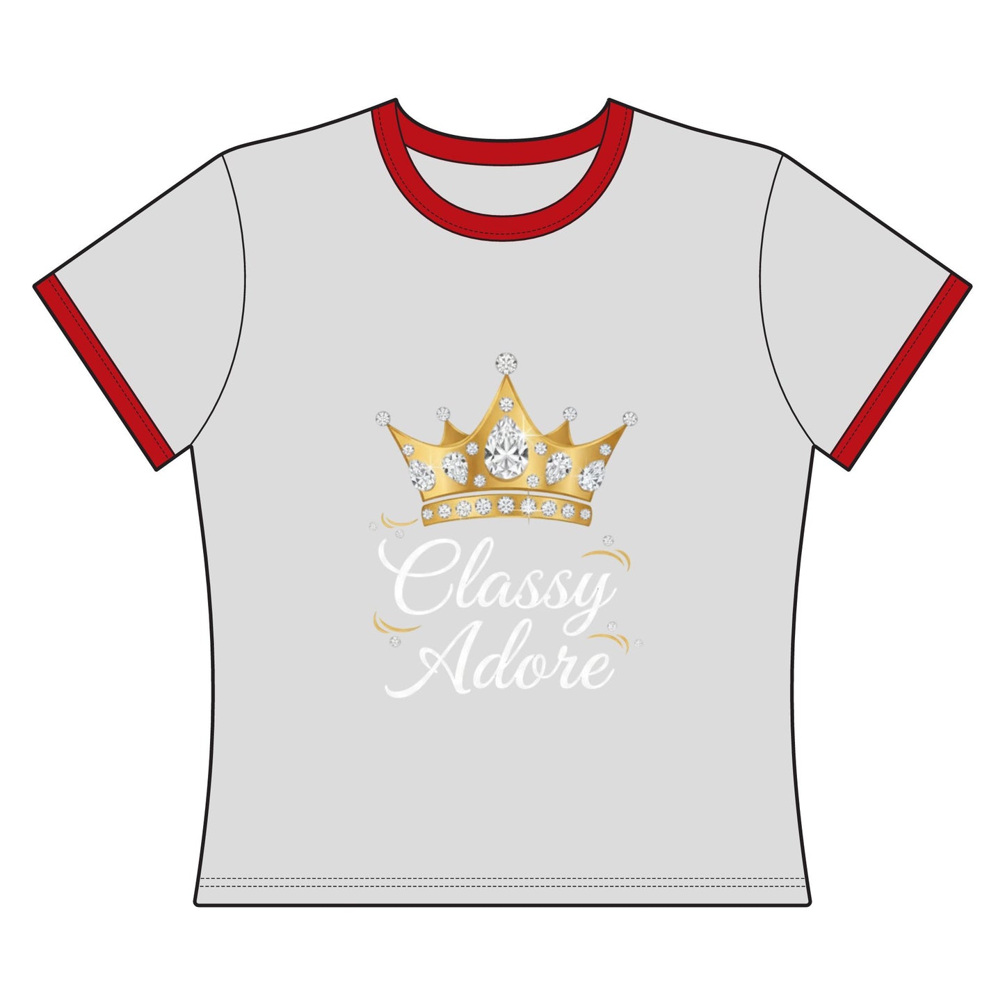 Classy Adore “Bold Crown” Crop Ringer Tee