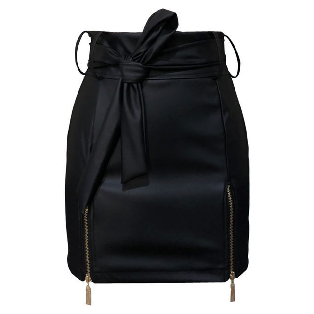 Classy Adore Bandage PU Leather Skirt - Body-Hugging Mini Skirt