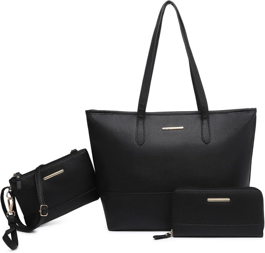Fashion Handbags and Purses for Women Large Work Tote Bag Top Handle Satchel Shoulder Bag 3Pcs Hobo Purse Set