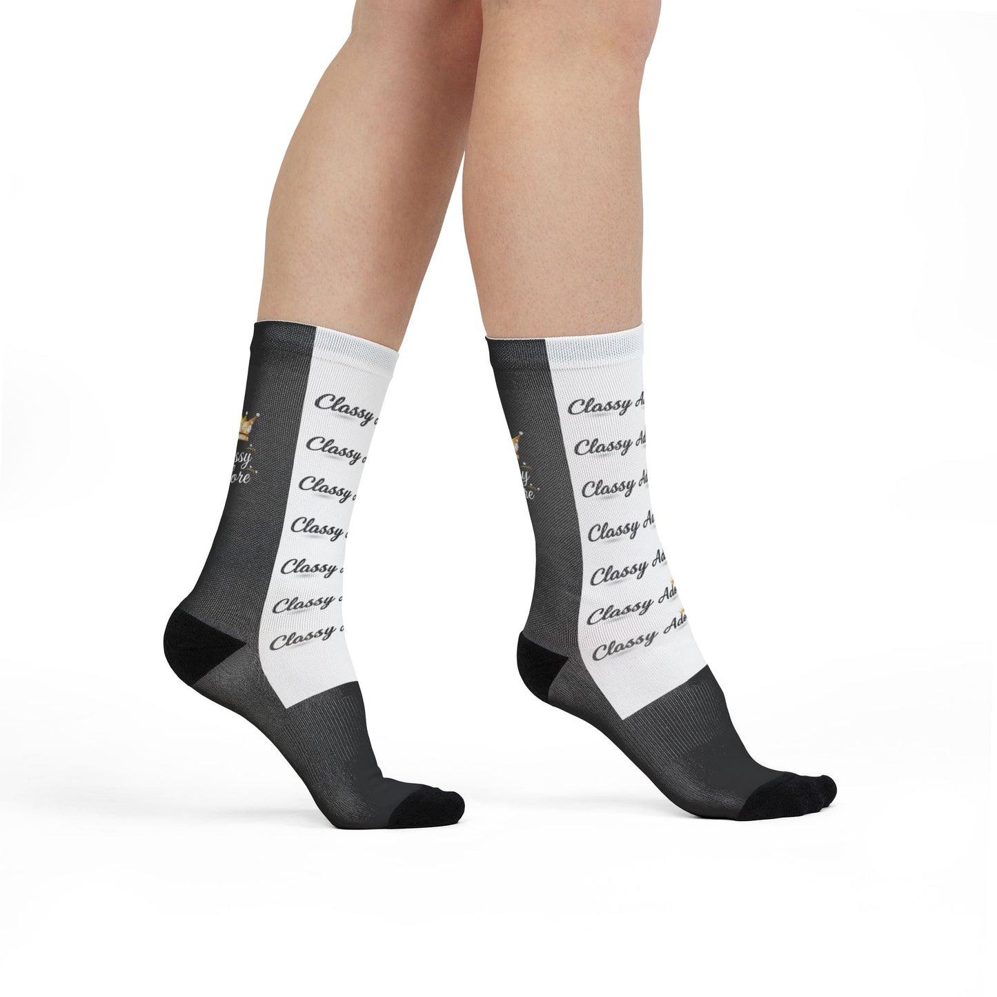 Classy Adore I Am Unapologically Different Crown Crew Socks — Sublimation Graphic Socks