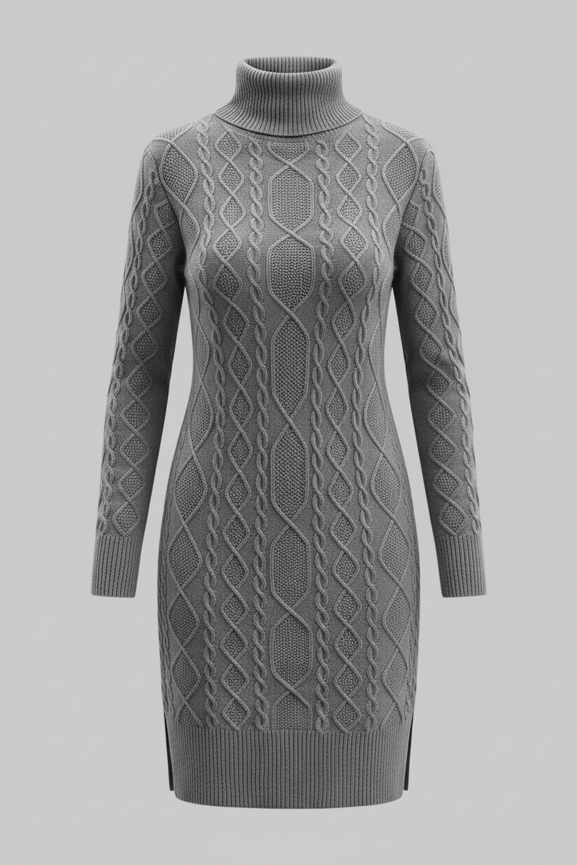 Classy Adore Turtleneck Knit Sweater Dress (k)