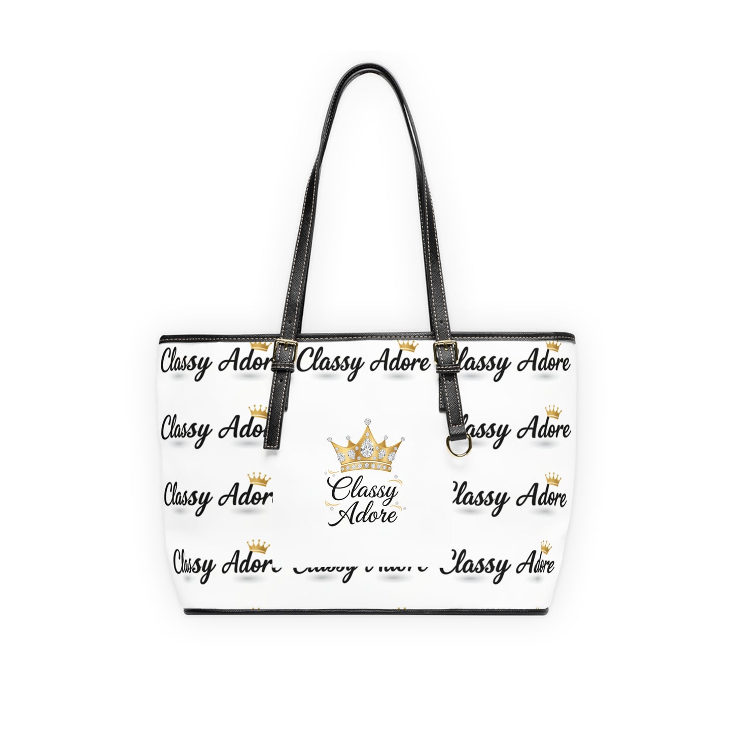 Classy Adore Signature PU Leather Tote Bag - White