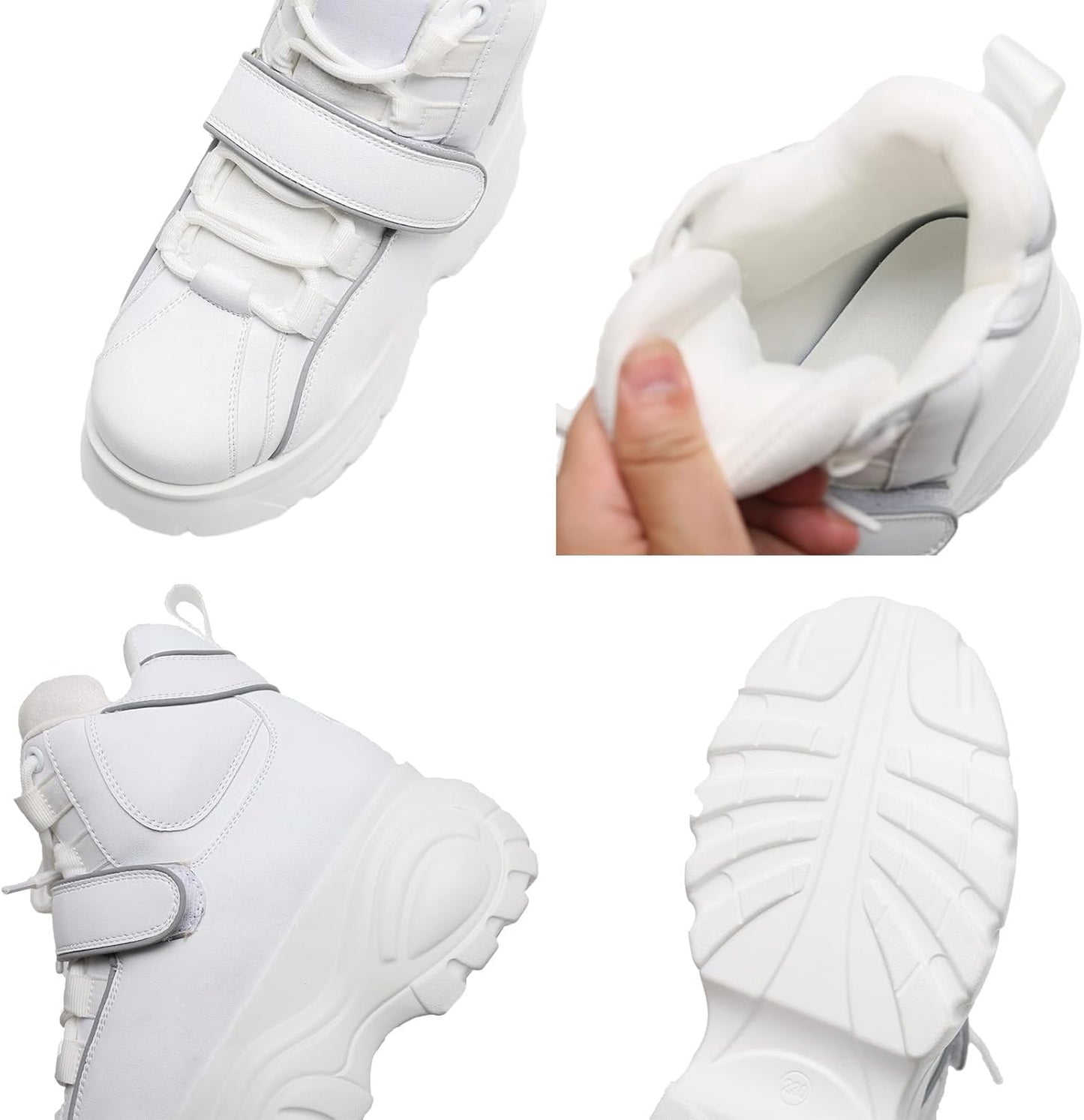 Women'S Goth Punk High/Low Top Platform Chunky Sneakers Lace up Wedgel Heel Dad Shoes