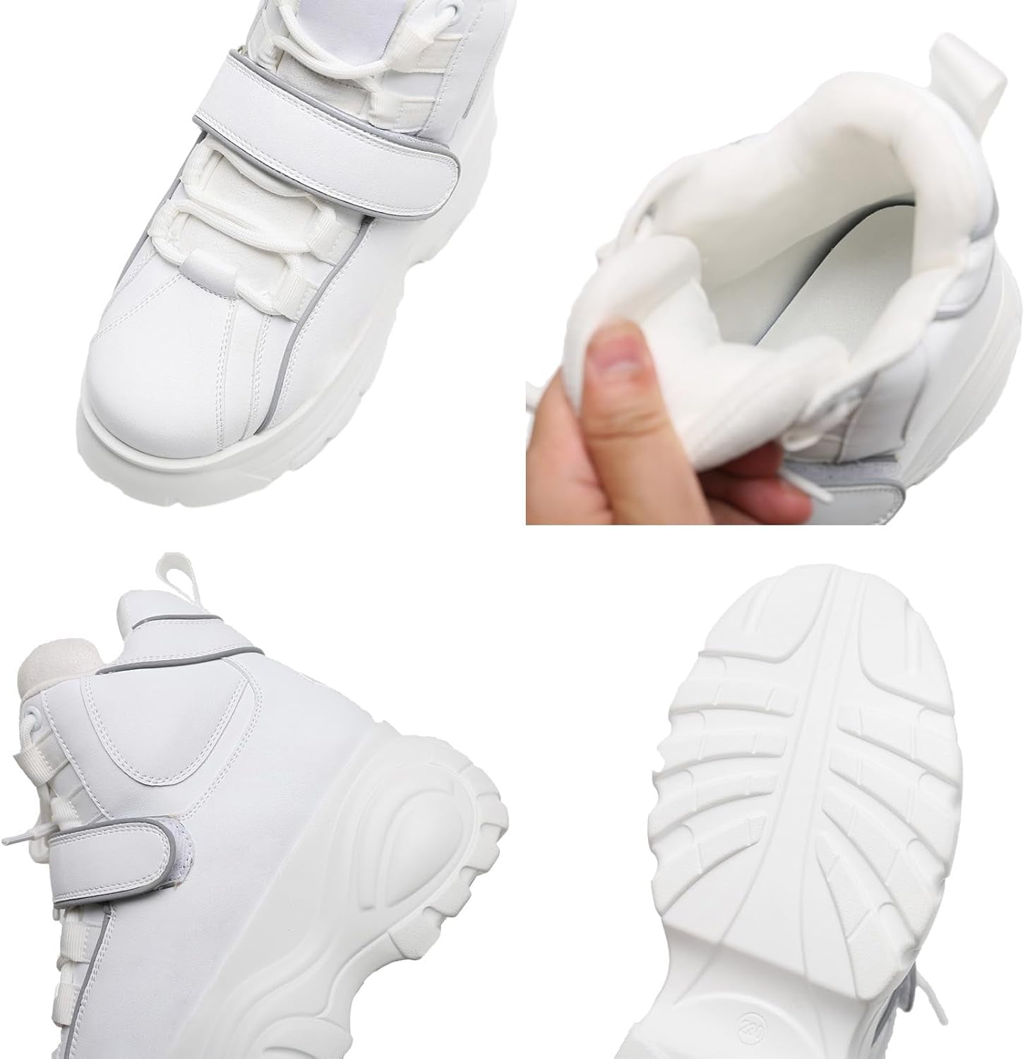 Women'S Goth Punk High/Low Top Platform Chunky Sneakers Lace up Wedgel Heel Dad Shoes