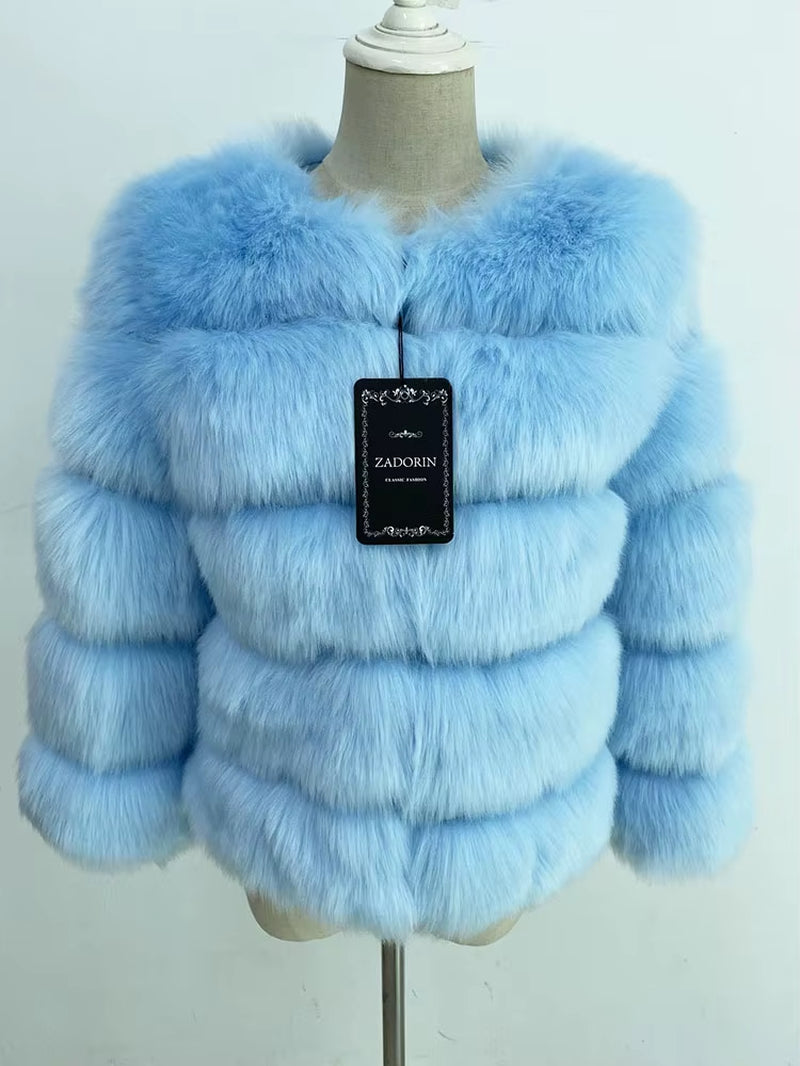 S-6XL Mink Coat Winter Black White Faux Fur Coat Woman Elegant Fluffy Faux Fur Jacket Top Short Fur Coats Woman Clothing