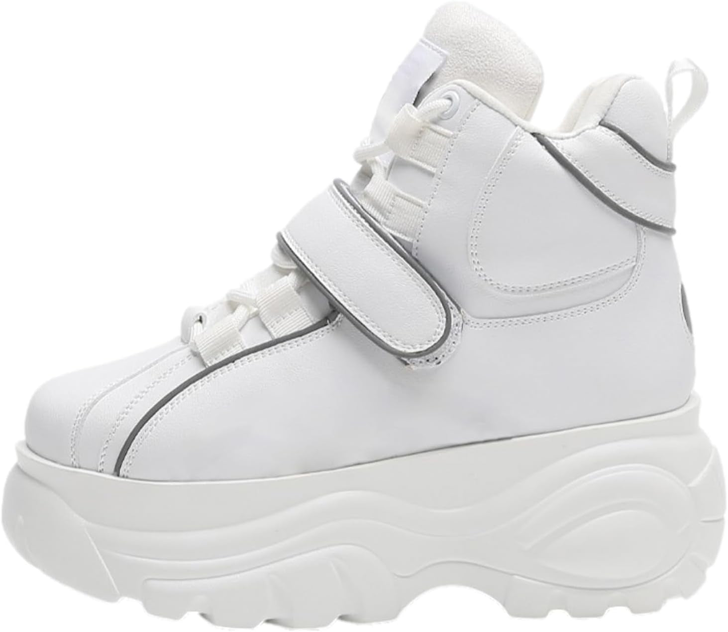 Women'S Goth Punk High/Low Top Platform Chunky Sneakers Lace up Wedgel Heel Dad Shoes