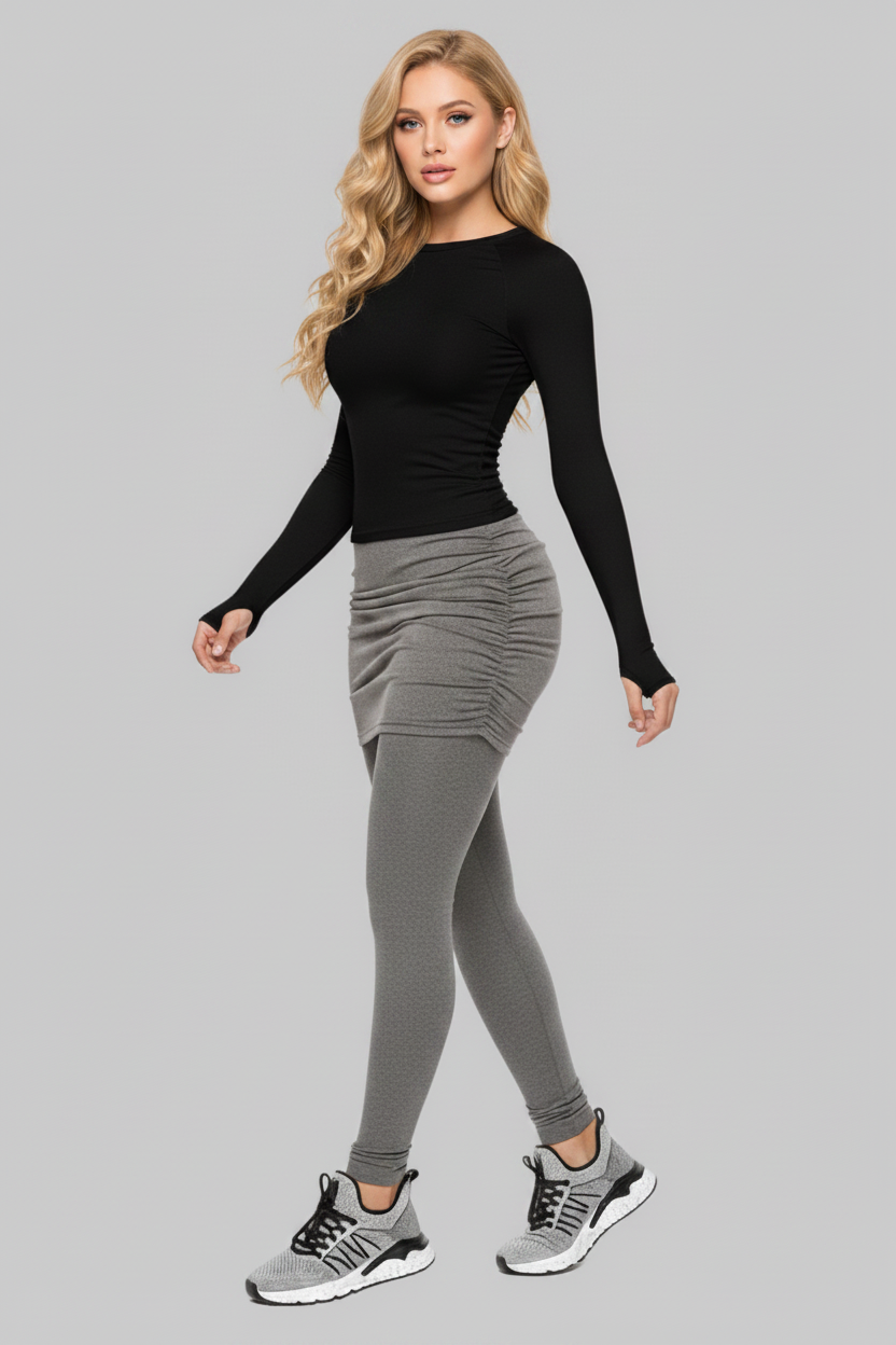 Classy Adore Pleated Skirt Overlay Leggings - 2-in-1 Style