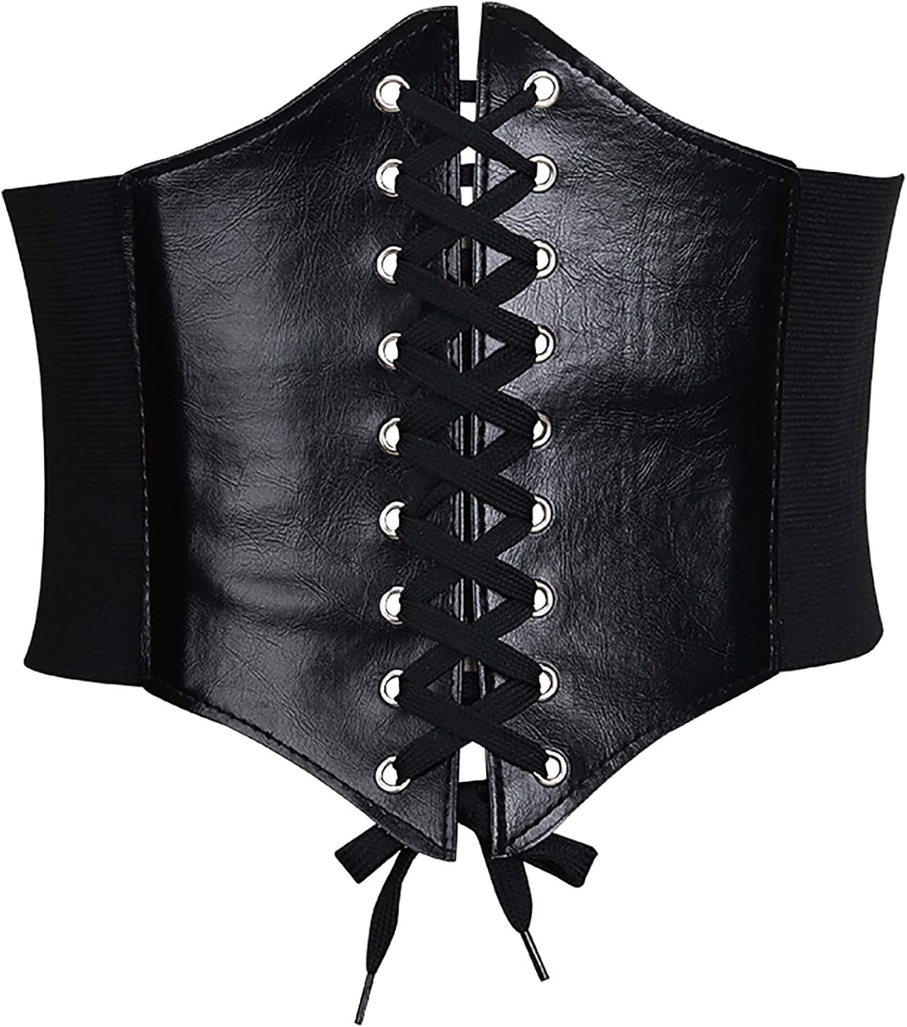 Corset Belt for Women Wide Elastic Tied Waspie Belts Lace-Up Leather Waist Belts for Women Dresses