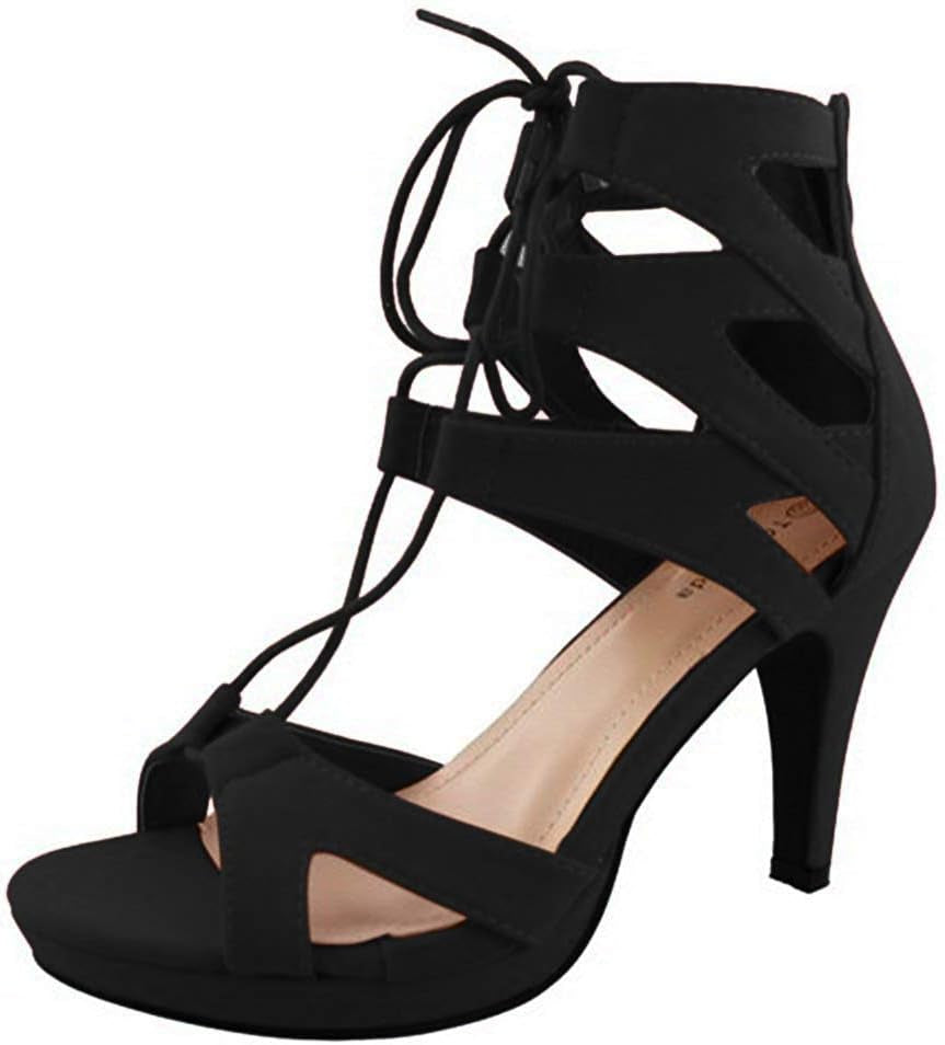 Women'S Pebble-2 Gladiator Lace up Bootie Sandals