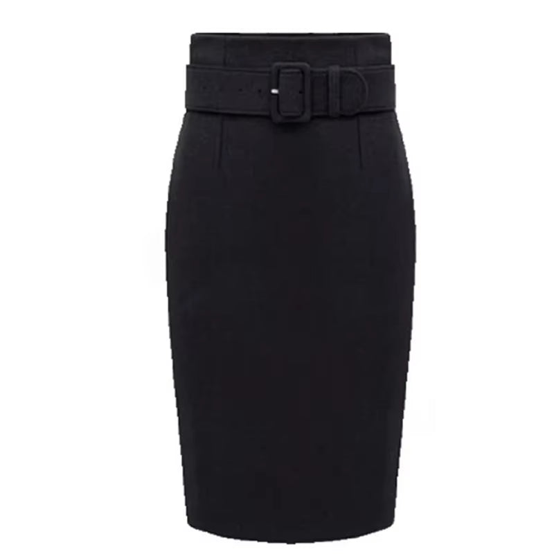 Women Autumn Fashion Style Knee Length Skirt 2025 Ladies Front Sashes Girl Pencil Skirts Femme Female Black Jupe Goth Skirts