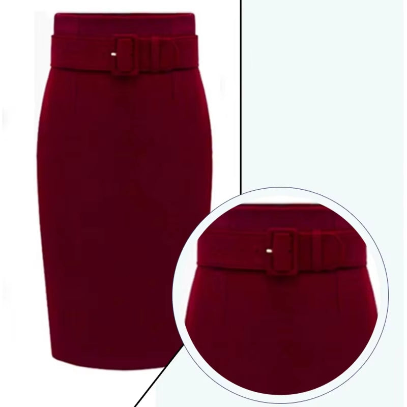 Women Autumn Fashion Style Knee Length Skirt 2025 Ladies Front Sashes Girl Pencil Skirts Femme Female Black Jupe Goth Skirts