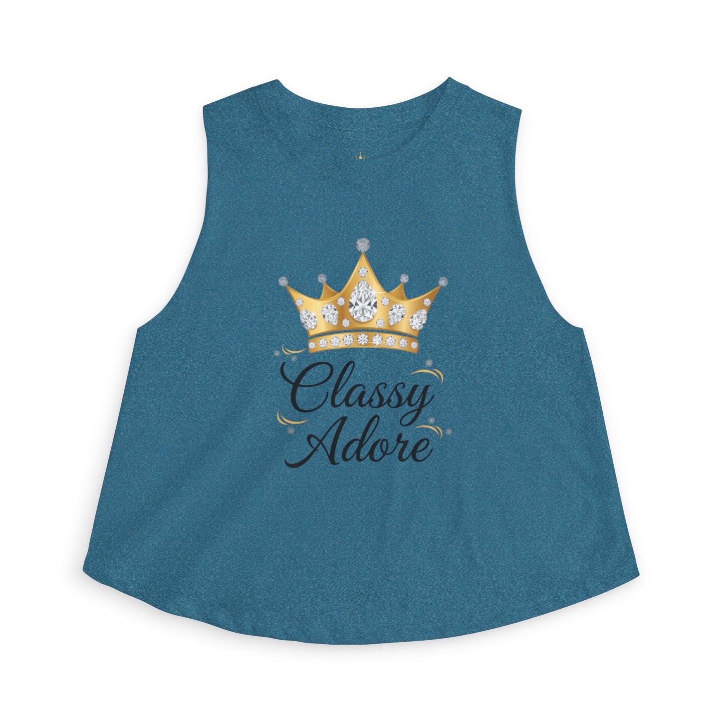 Classy Adore Cut Off Sleeve Crown Graphic Crop Top