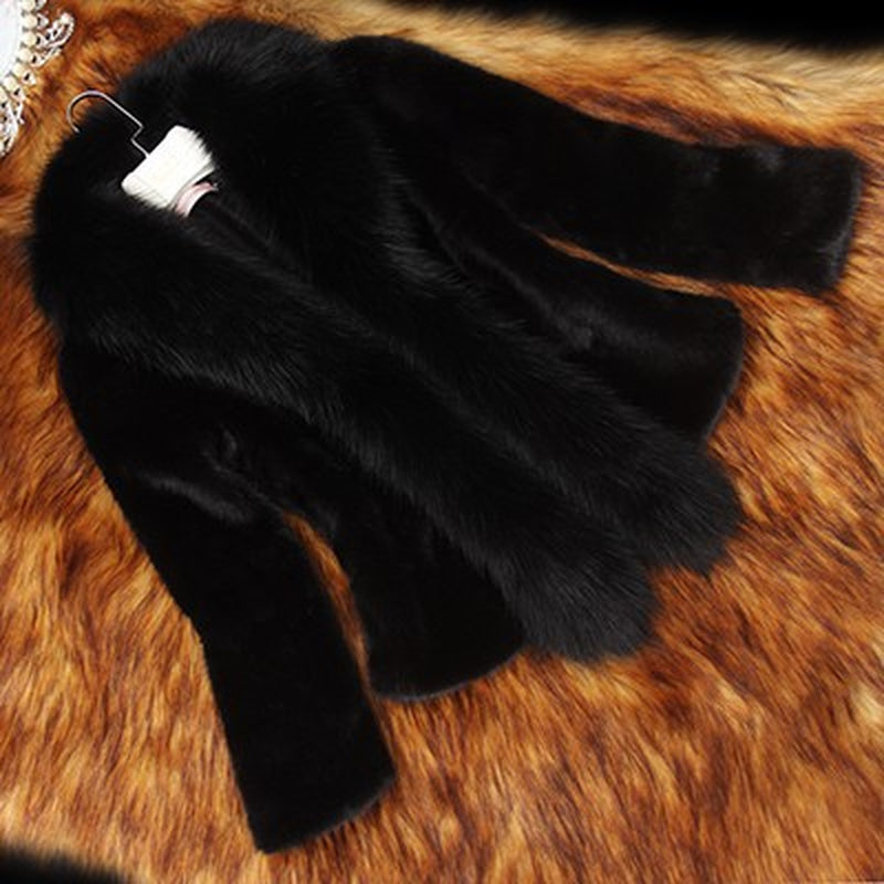 Fashion and Simple Women'S Short Long-Sleeved Fur Coat
