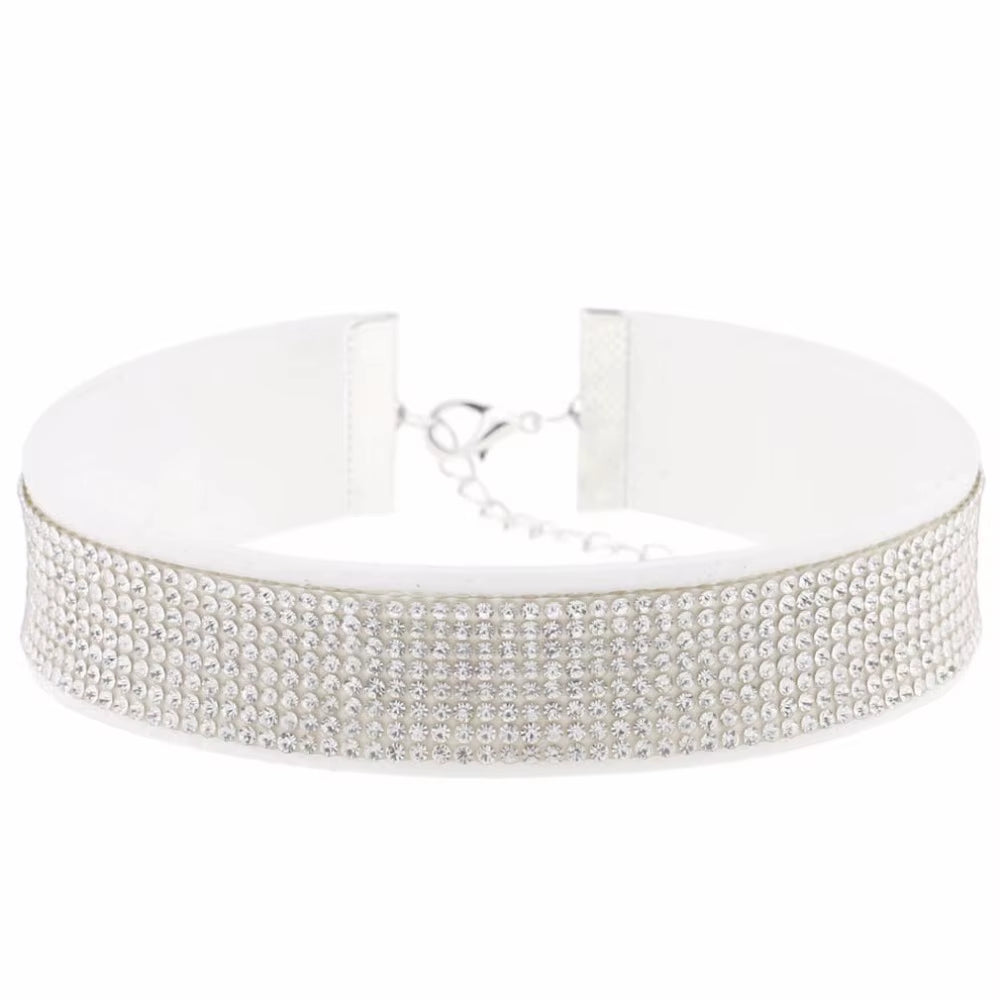 Harajuku Choker Necklace Women Crystal Choker PU Leather Chocker Gothic Collar Punk Jewelry Goth Fashion Accessories