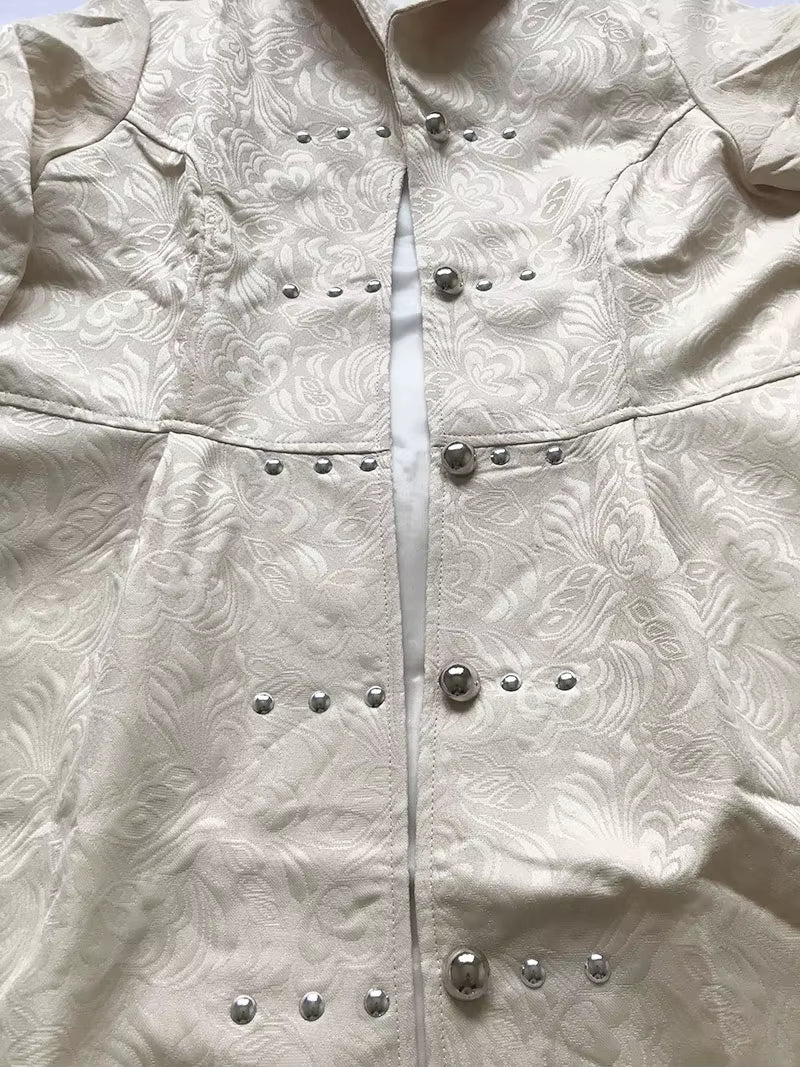 Jacquard Dovetail Coat Steampunk Gothic Trench Cotton Rivet Tuxedo Swallow Coat Women Halloween Costume Tailcoat for Adult