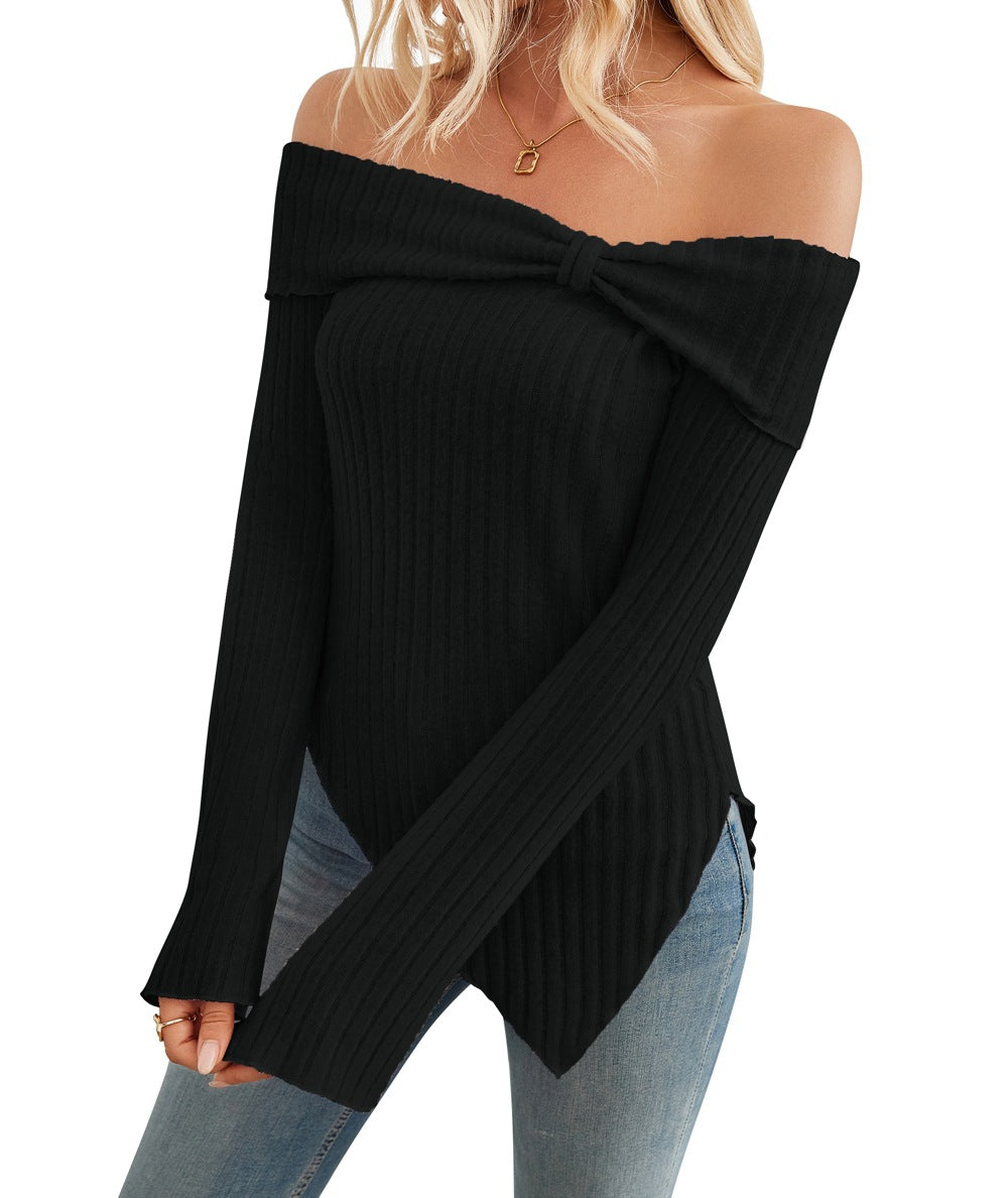 Classy Adore Off-Shoulder Bow Tie Sweater