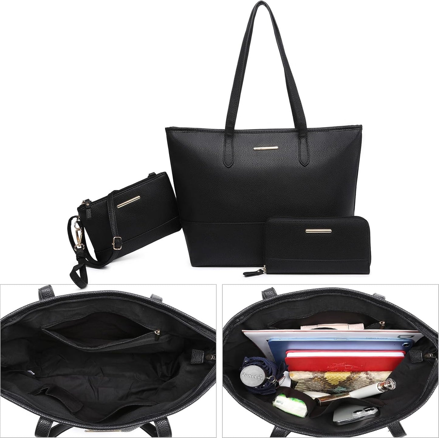 Fashion Handbags and Purses for Women Large Work Tote Bag Top Handle Satchel Shoulder Bag 3Pcs Hobo Purse Set