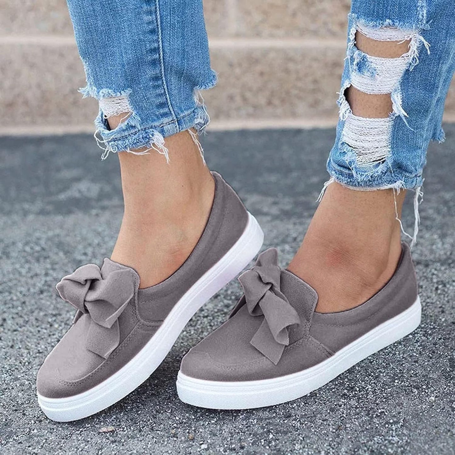 Sneakers for Women Running Shoes, Women'S Classic Sneaker Fashion Comfort Flat Slip-On Walking Sneaker Casual Loafer Shoes Gray