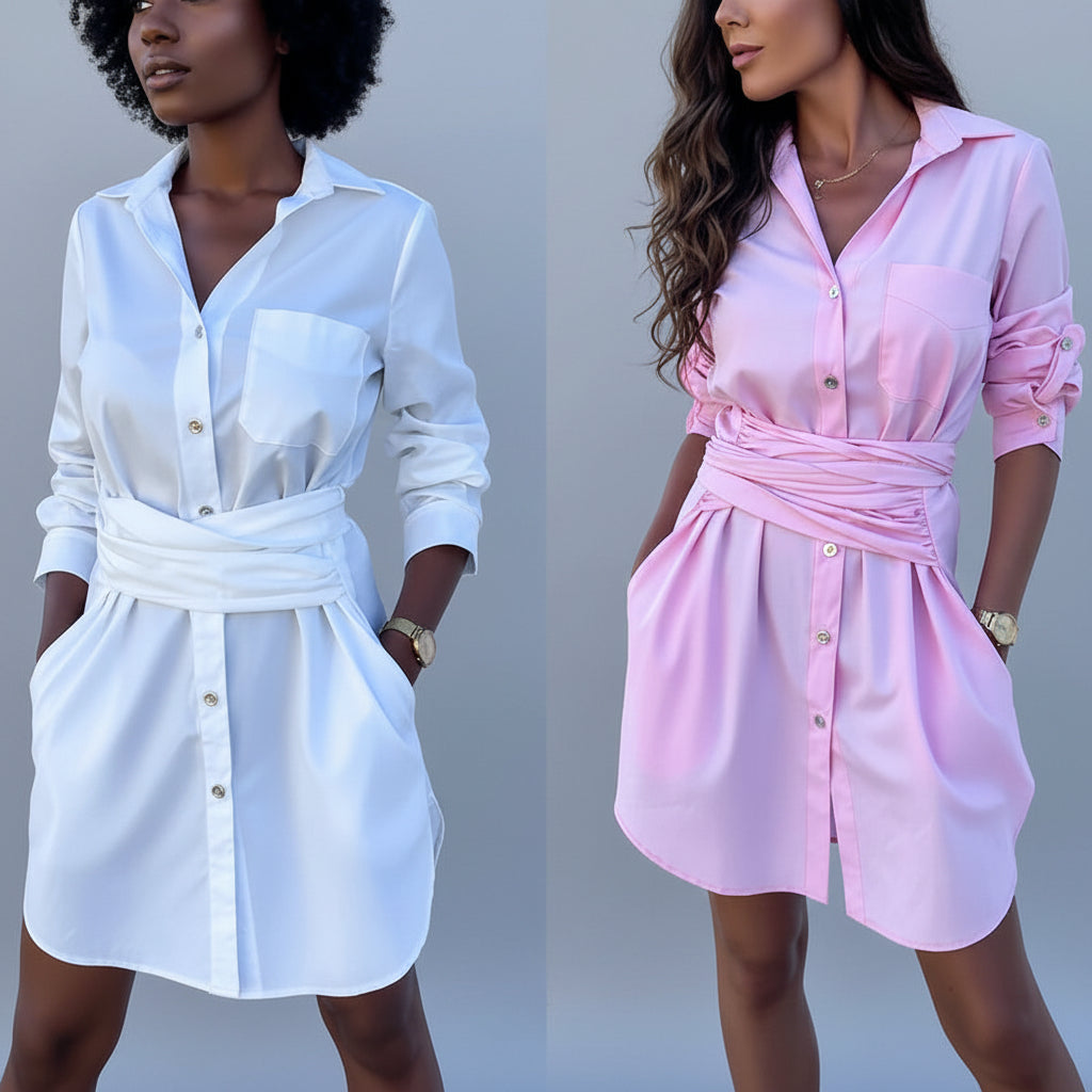 Classy Adore Rolled Sleeve Shirt Dress