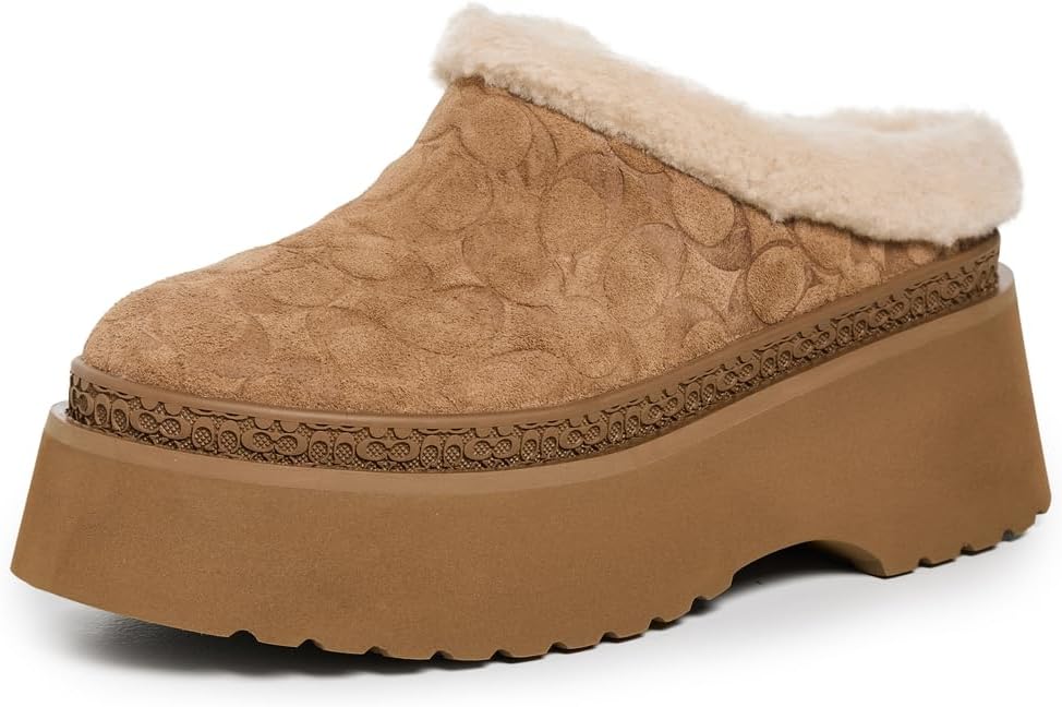 Coach Womens Cecelia Shearling Clog BLACK, BROWN, GRAY, PINK