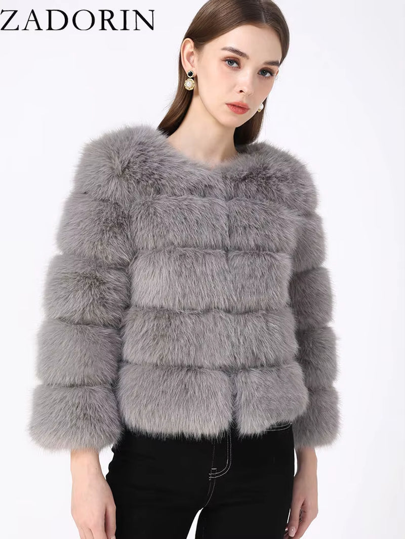 S-6XL Mink Coat Winter Black White Faux Fur Coat Woman Elegant Fluffy Faux Fur Jacket Top Short Fur Coats Woman Clothing