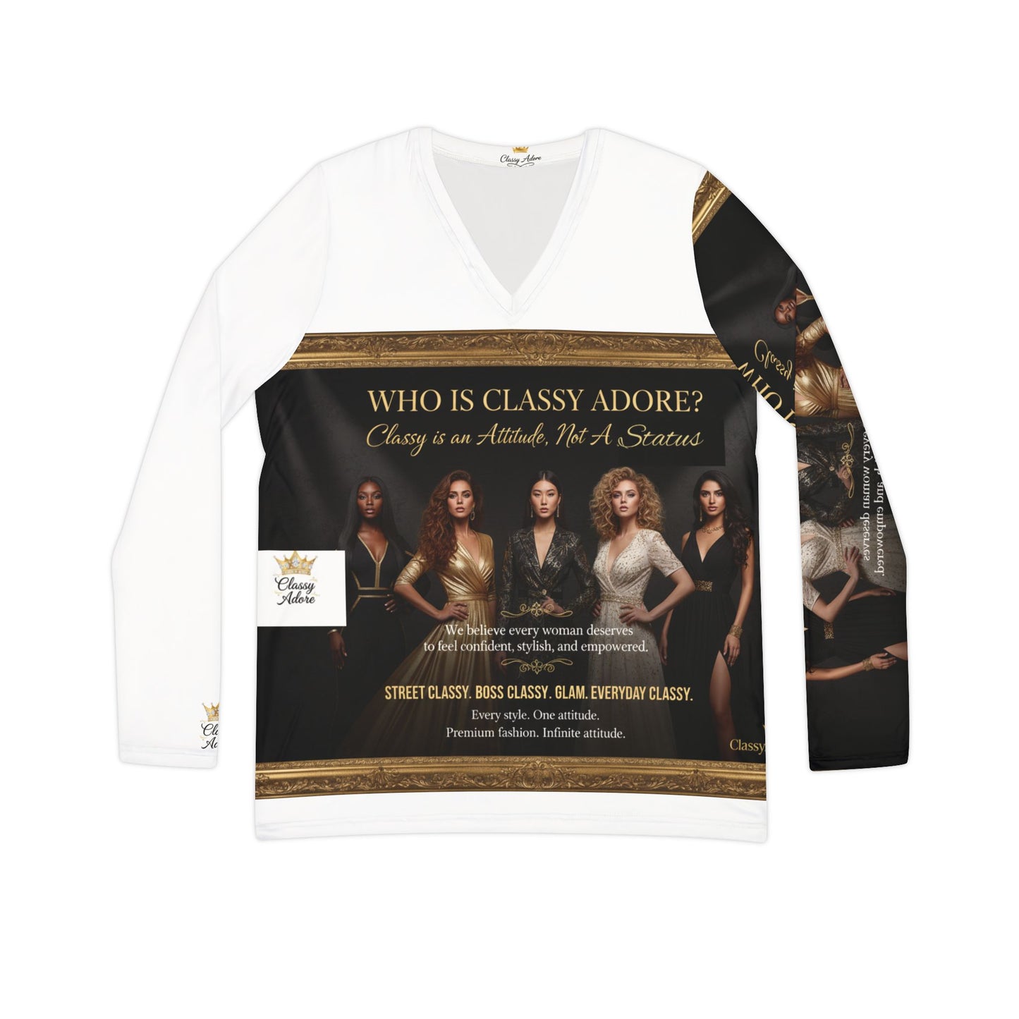 Classy Adore One Sleeve Banner Graphic Shirt