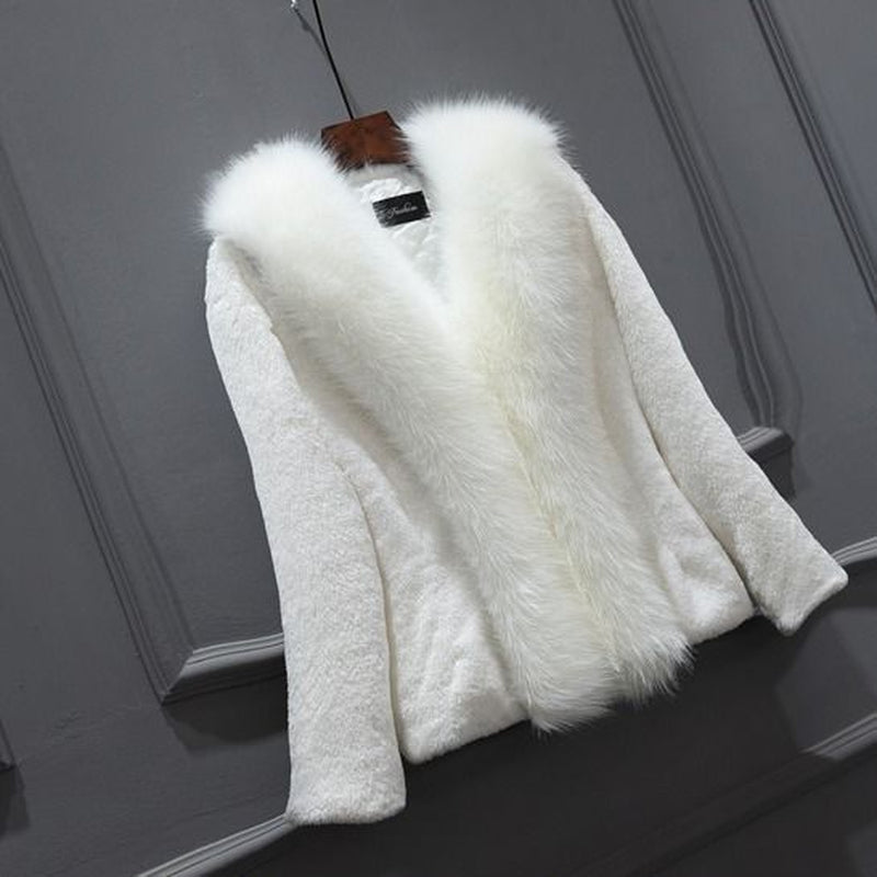 Fashion and Simple Women'S Short Long-Sleeved Fur Coat