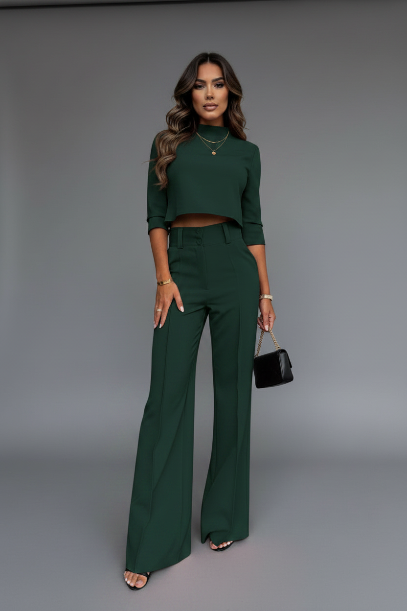 Classy Adore Two-Piece Set - Wide Leg Pants & Top