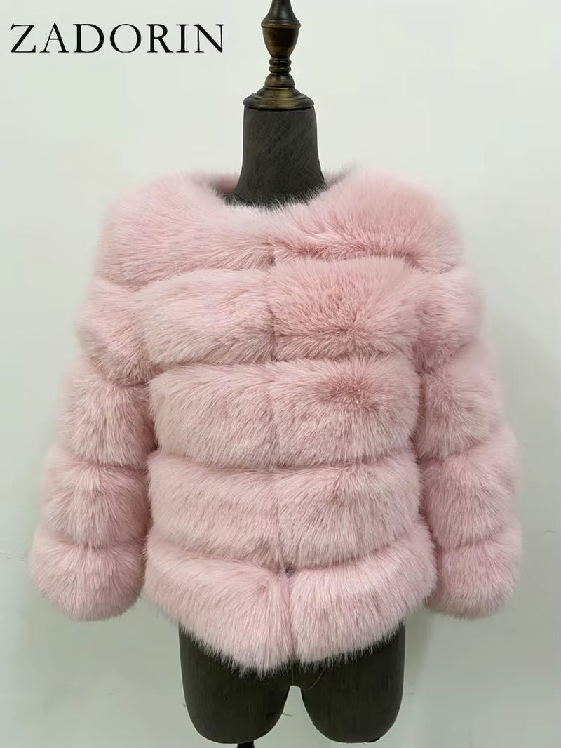 S-6XL Mink Coat Winter Black White Faux Fur Coat Woman Elegant Fluffy Faux Fur Jacket Top Short Fur Coats Woman Clothing