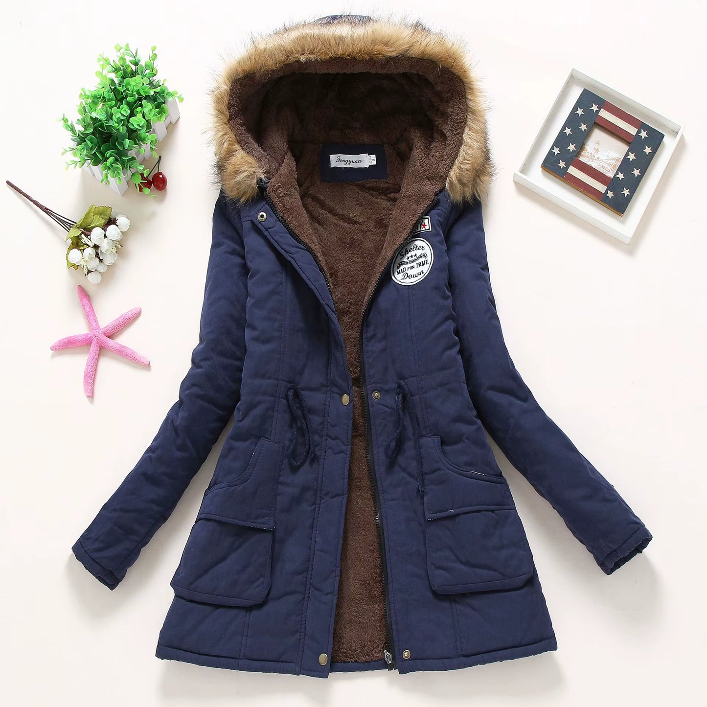 Pink Women Parkas Long Thick Warm Jacket Hooded Fur Lady Coats & Outerwear Winter Jacket Women Parkas for Coat Fashion Female
