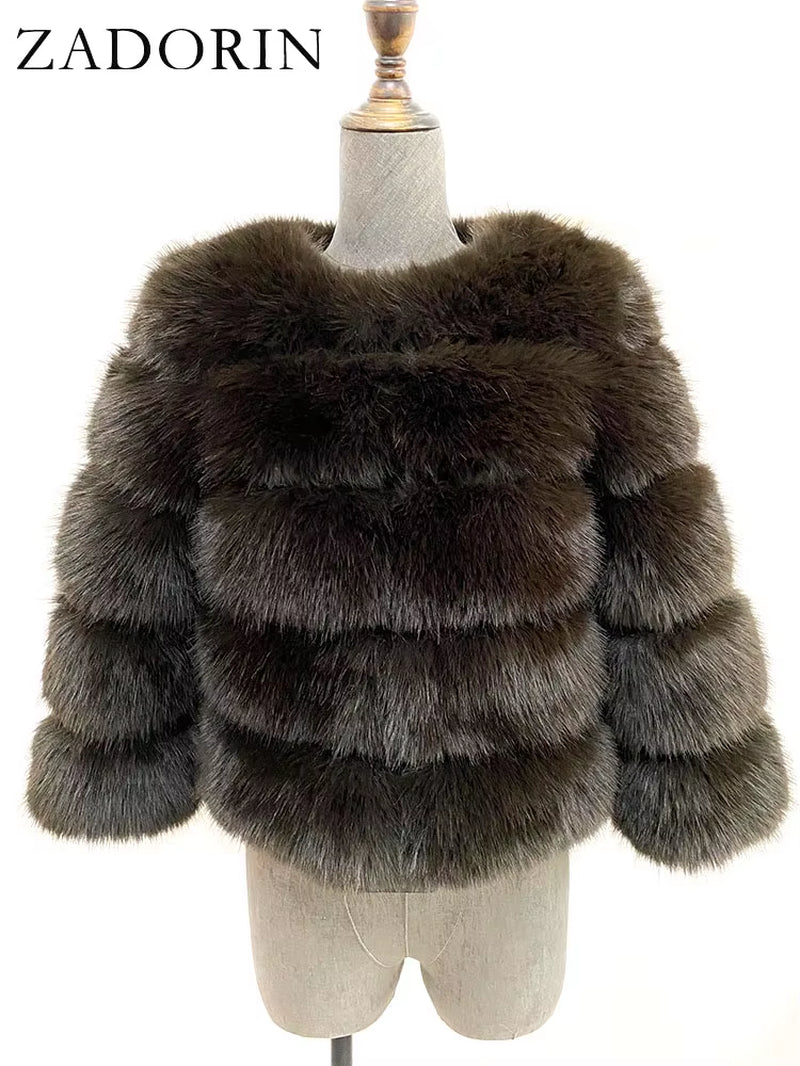 S-6XL Mink Coat Winter Black White Faux Fur Coat Woman Elegant Fluffy Faux Fur Jacket Top Short Fur Coats Woman Clothing