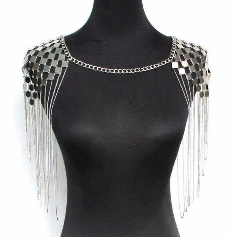 Festival Metal Chain Medieval Inspired Shoulder Pads