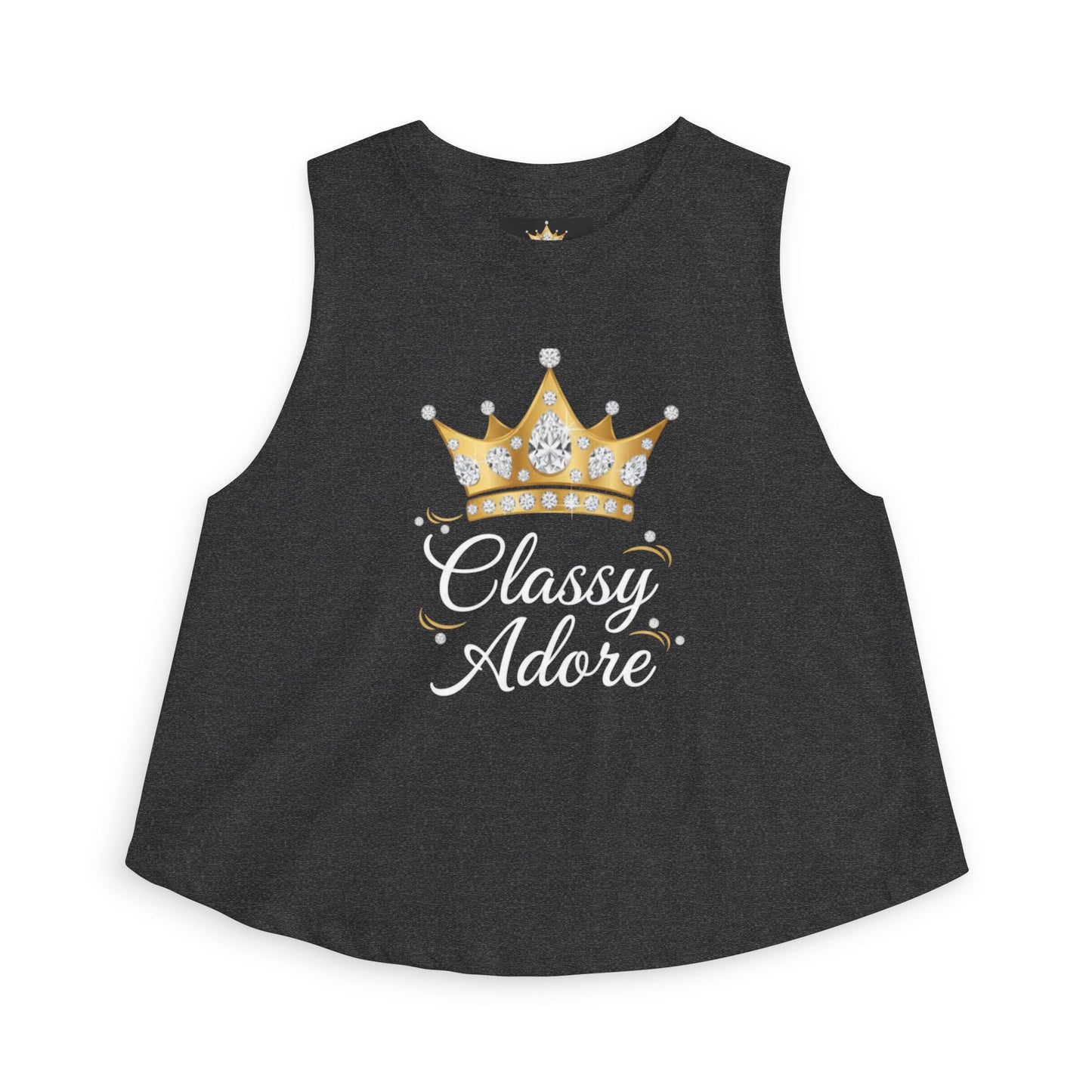 Classy Adore Cut Off Sleeve Crown Graphic Crop Top
