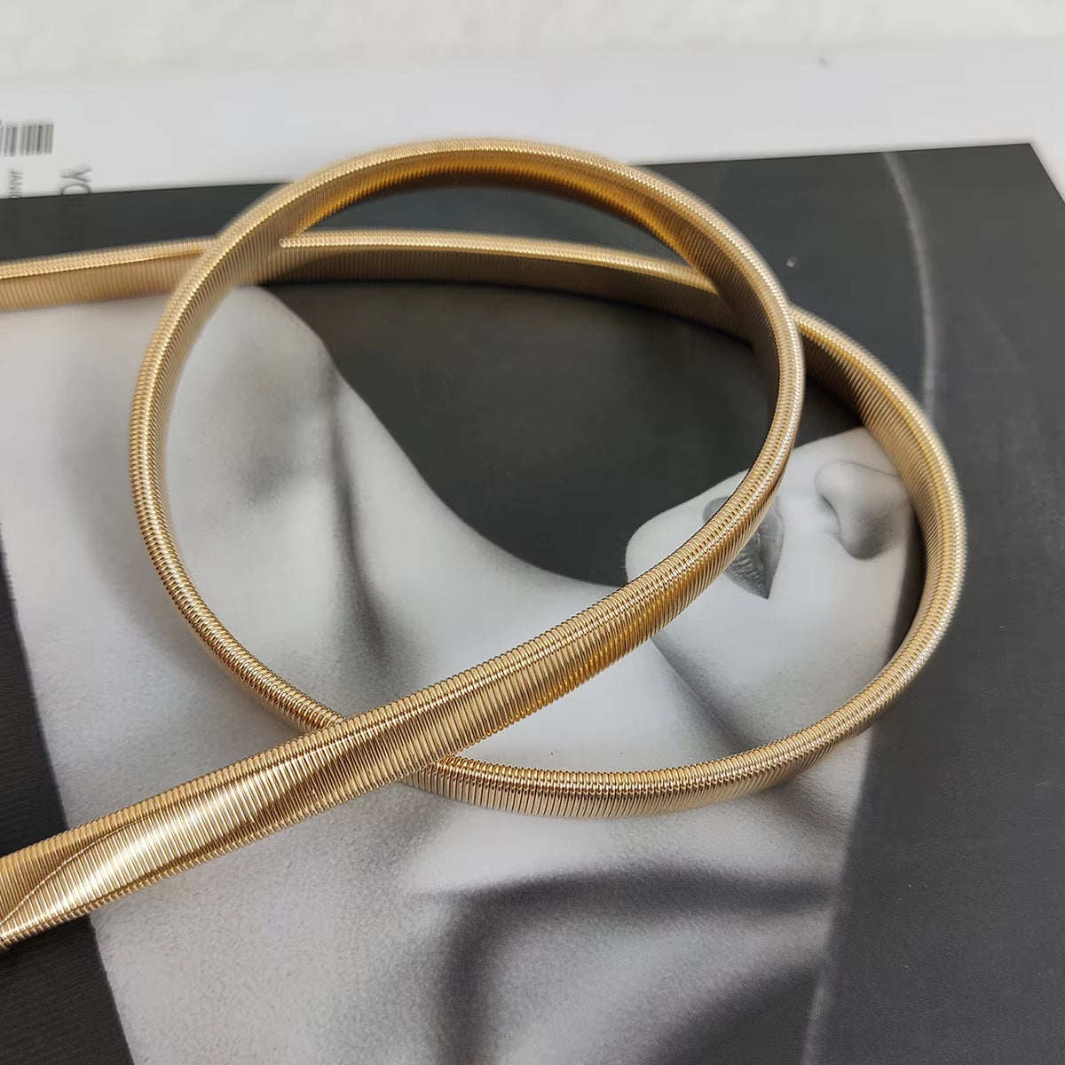 Fashion Elastic Gold Chain Belt Rhineston Designer Belts for Women High Quality Luxury Brand Stretch Waistband Dress Metal Riem