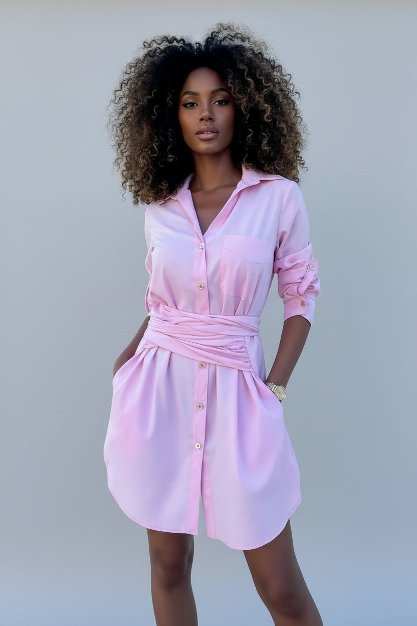 Classy Adore Rolled Sleeve Shirt Dress