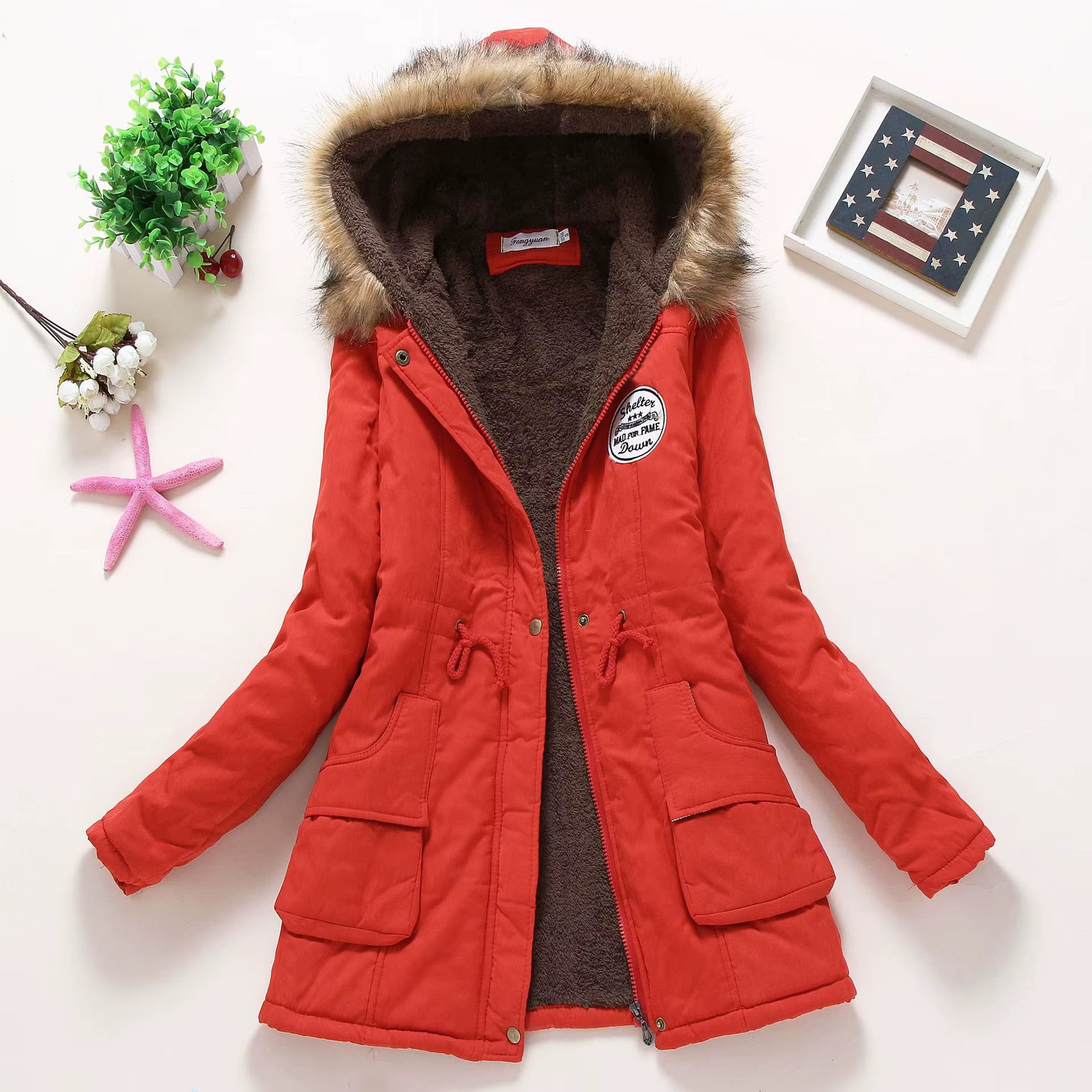 Pink Women Parkas Long Thick Warm Jacket Hooded Fur Lady Coats & Outerwear Winter Jacket Women Parkas for Coat Fashion Female