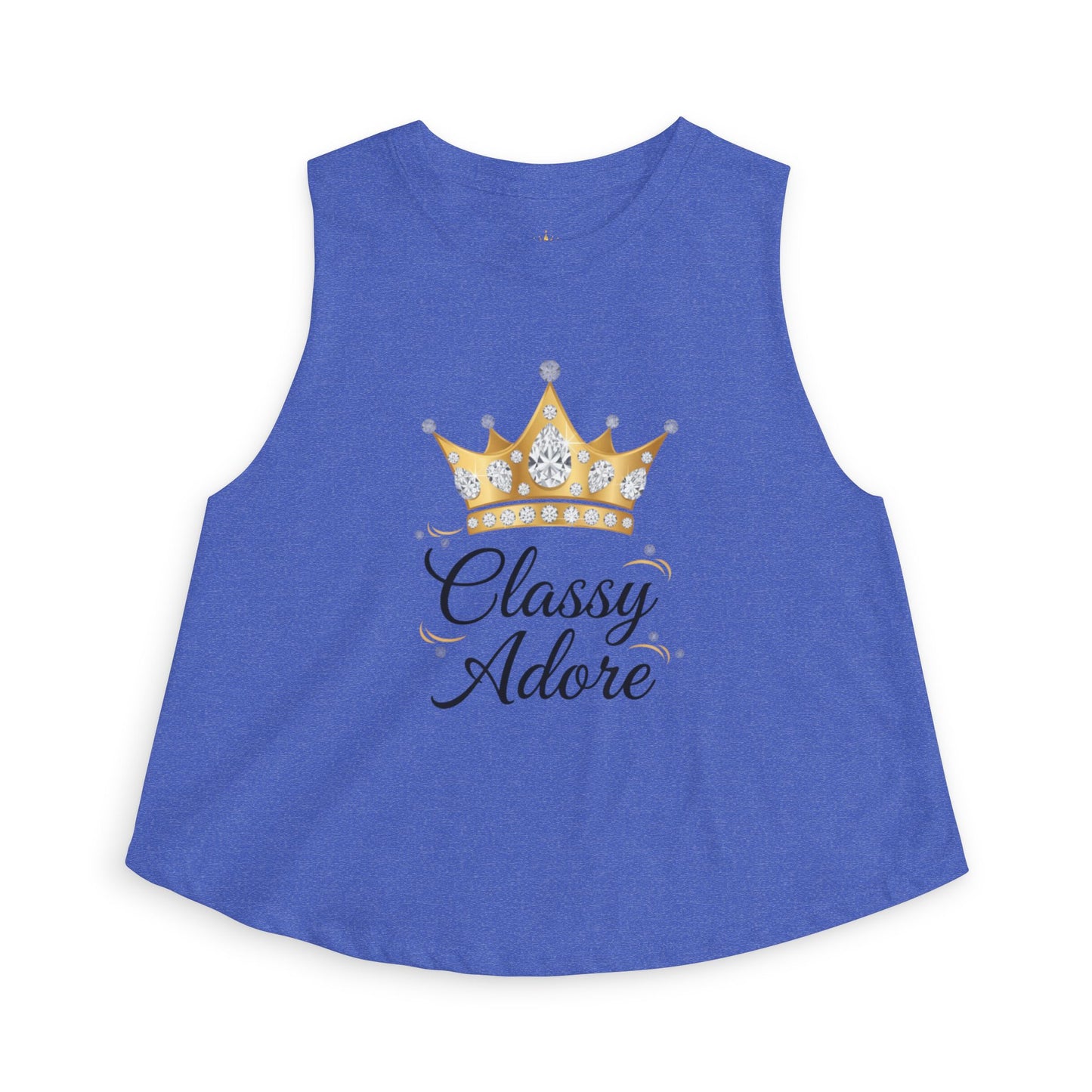 Classy Adore Cut Off Sleeve Crown Graphic Crop Top