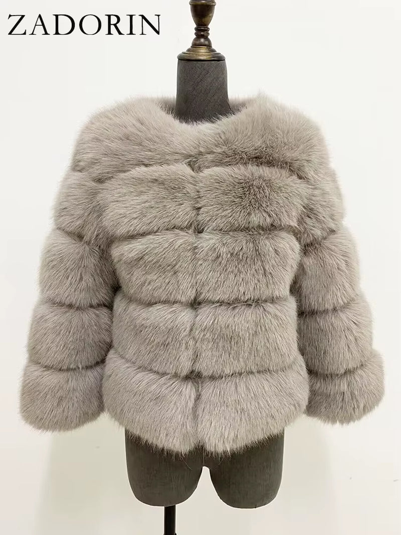 S-6XL Mink Coat Winter Black White Faux Fur Coat Woman Elegant Fluffy Faux Fur Jacket Top Short Fur Coats Woman Clothing